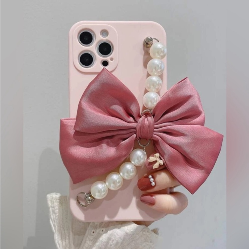 PINK BOW Pearl Design I-Phone Fashion Case